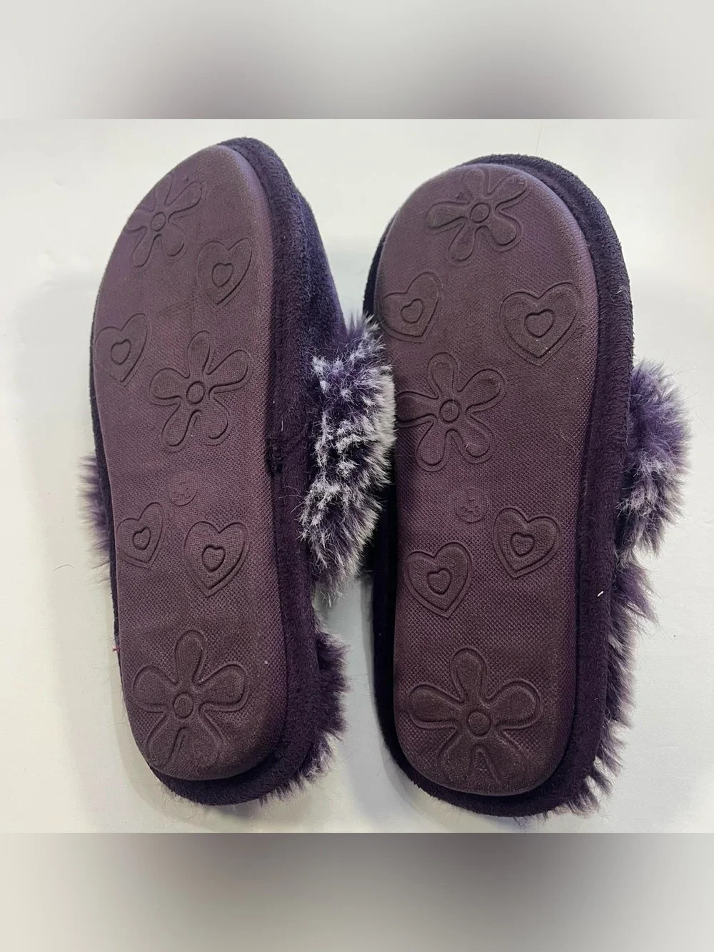 Jessica Simpson Kids Purple Micro-Suede Scuff Slippers Size Large 2-3 Faux Fur